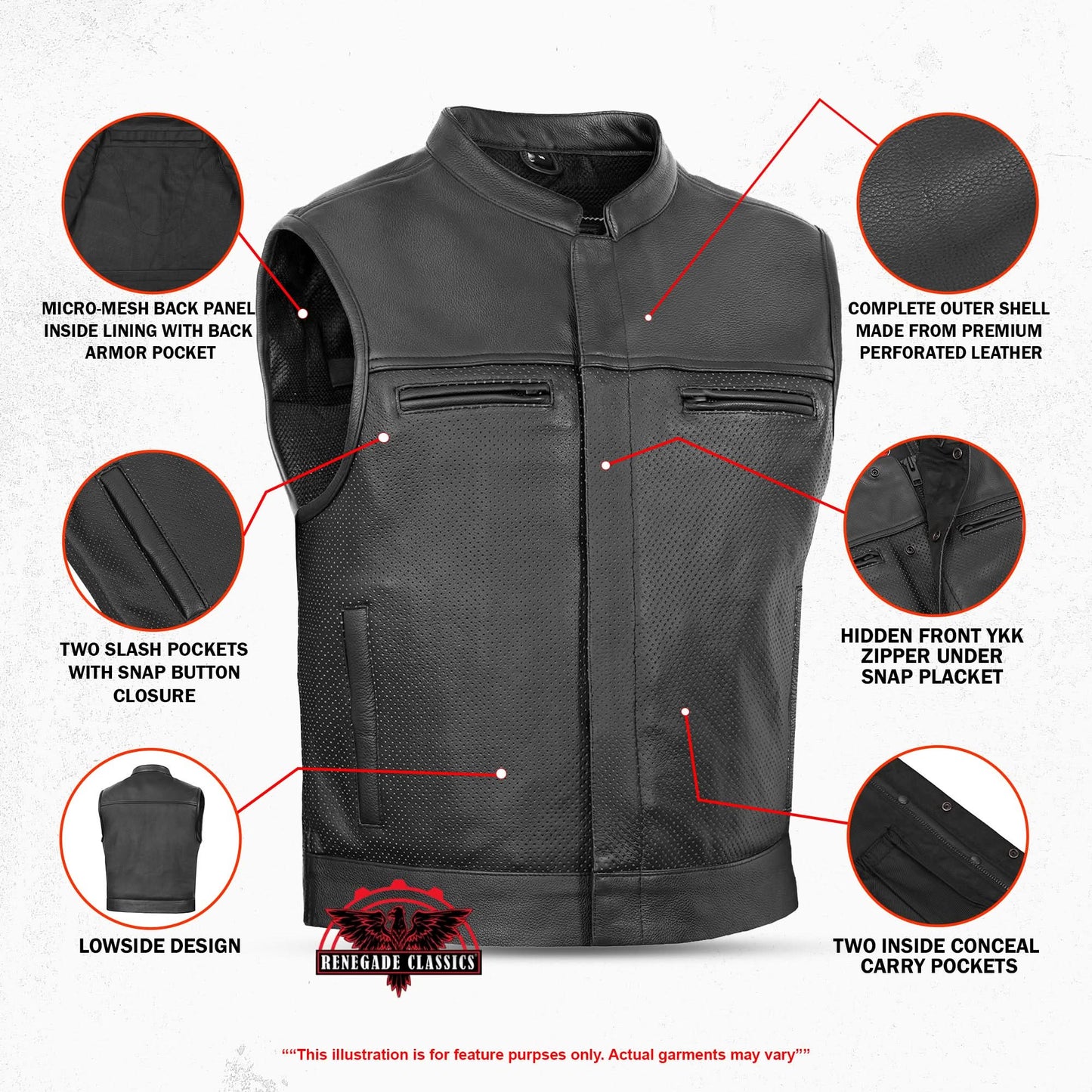 Gravel Ghost™ Lowcut Men’s Leather Motorcycle Vest