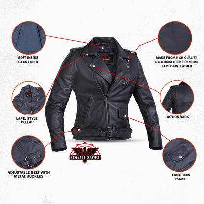 Moonlight Women's Navy Blue Fashion Leather Jacket