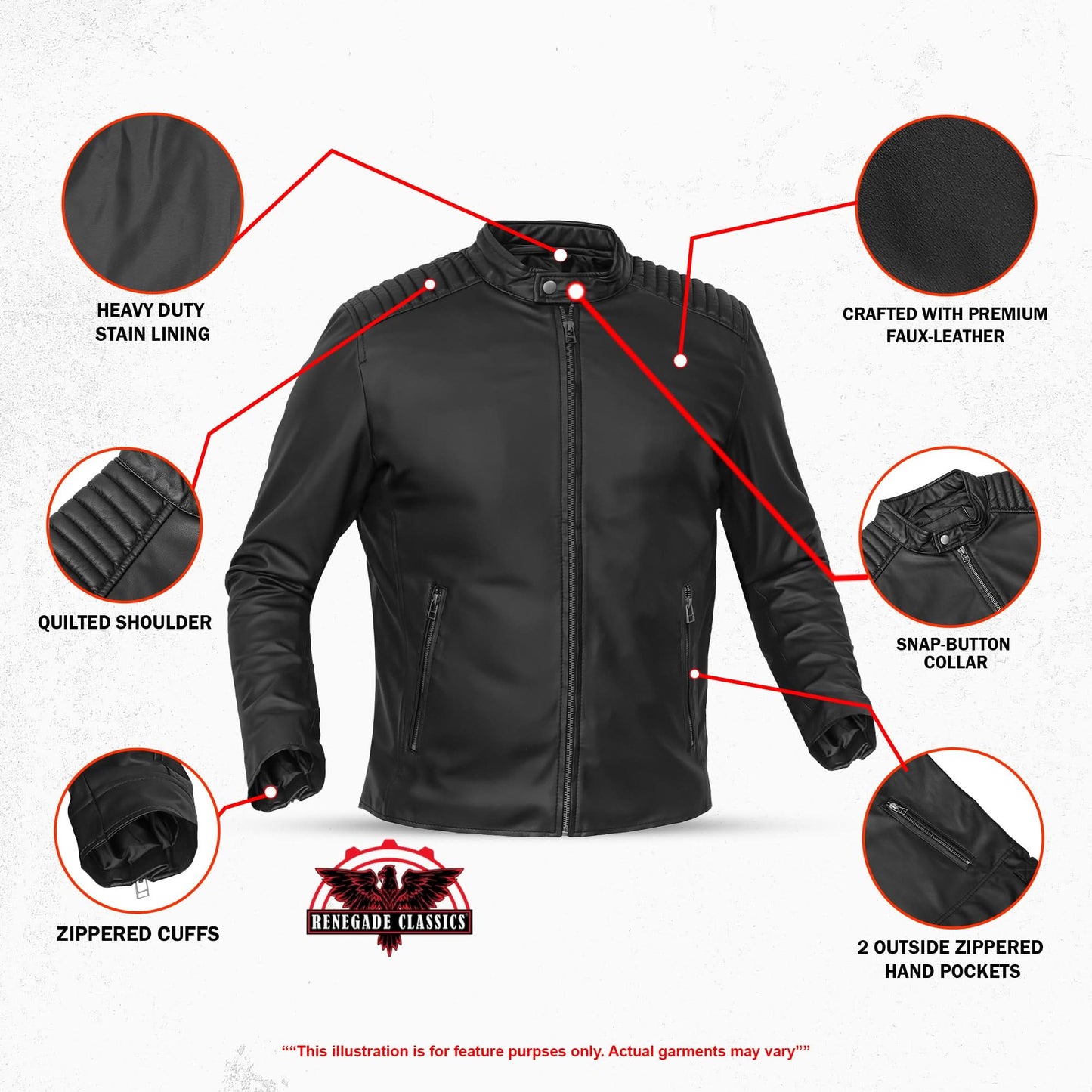 Rivet Soul Men’s Faux Leather Motorcycle Jacket