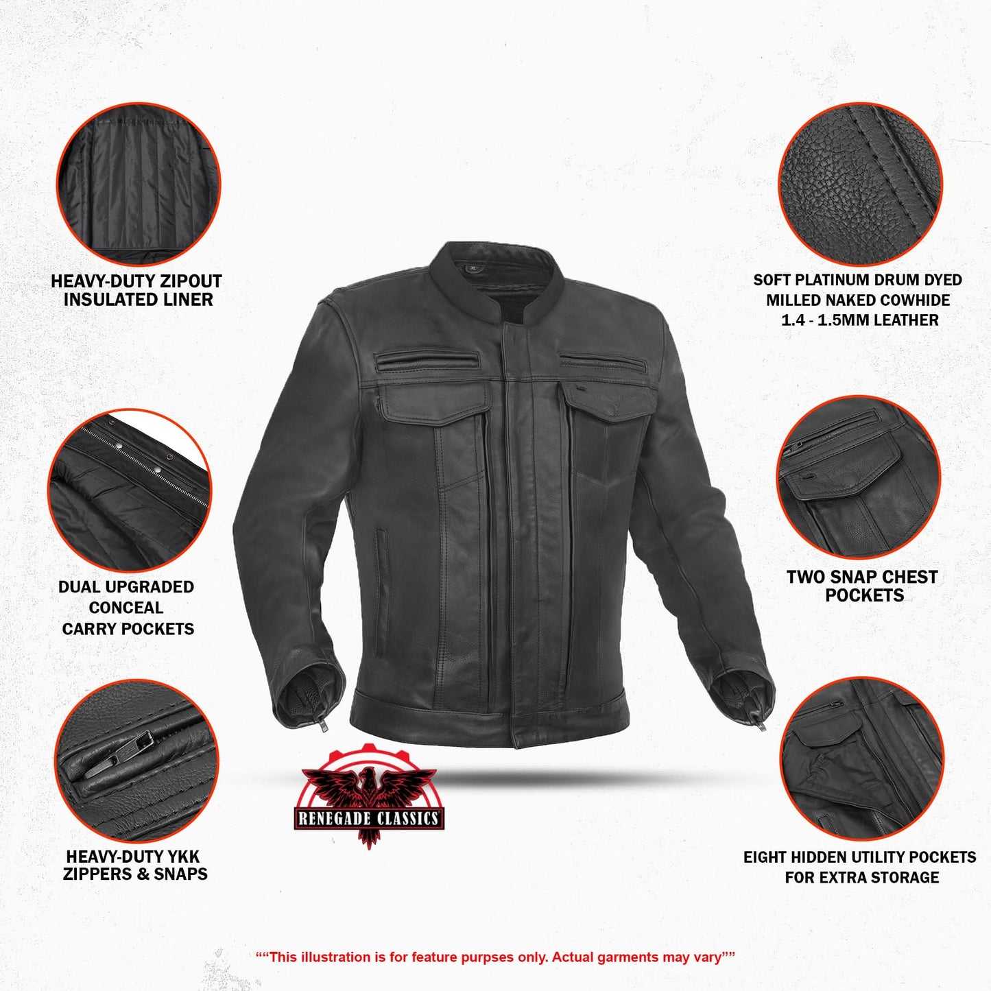 Victor™ Men's Black Utility Style Motorcycle Jacket