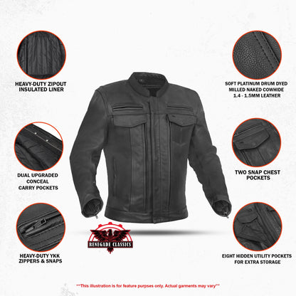 Victor™ Men's Black Utility Style Motorcycle Jacket
