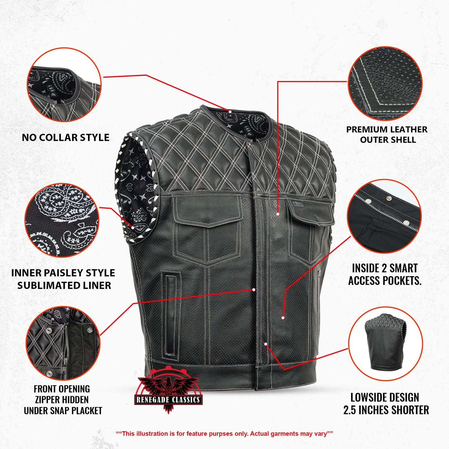 Blaze Lowcut Chrome Phantom Men's Leather Vest