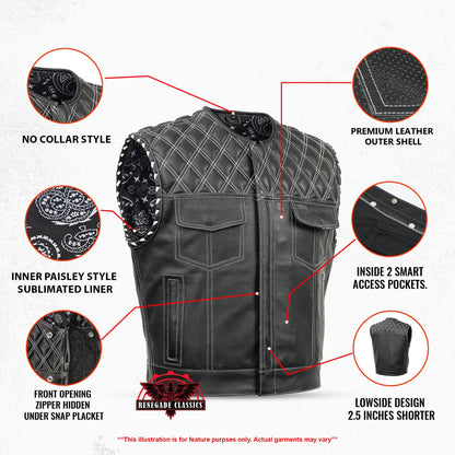 Blaze Lowcut Chrome Phantom Men's Leather Vest