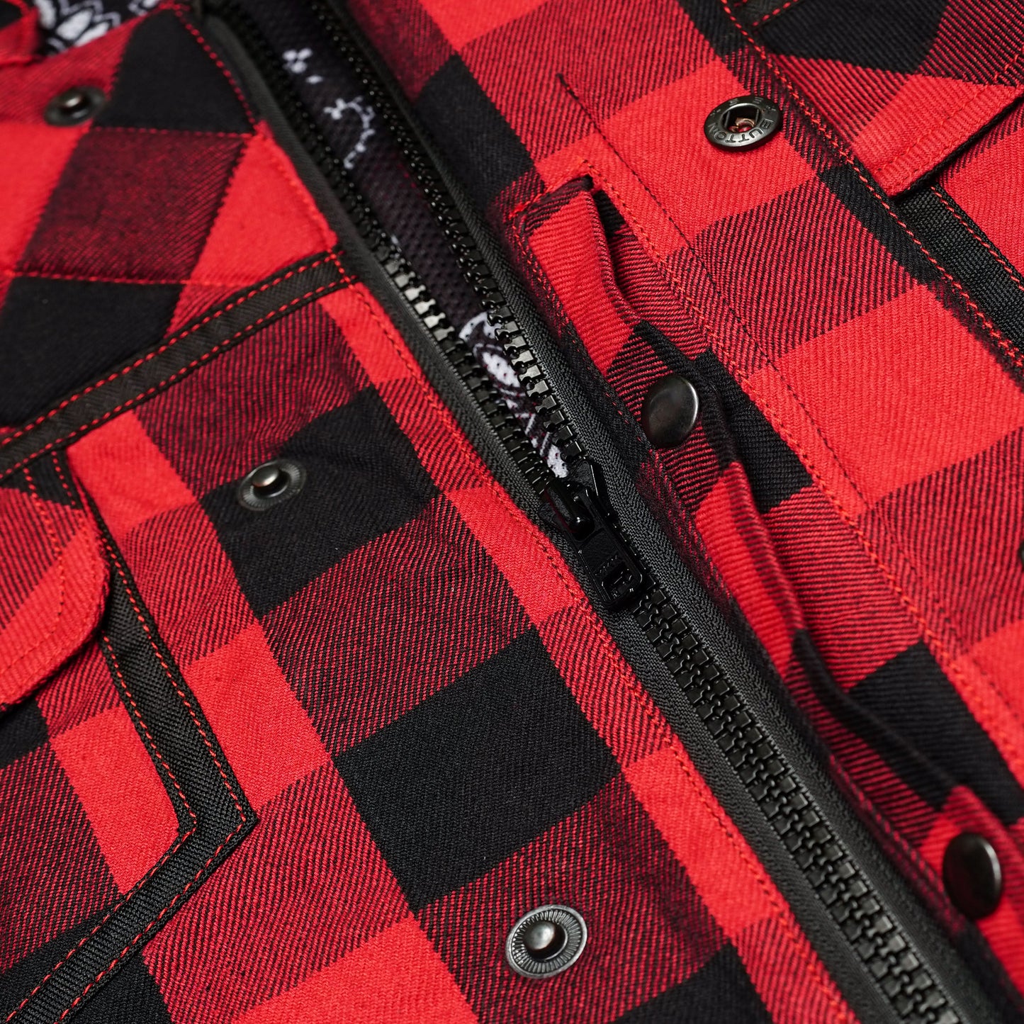 Scarlet Fury Black and Red Flannel Textile Vest