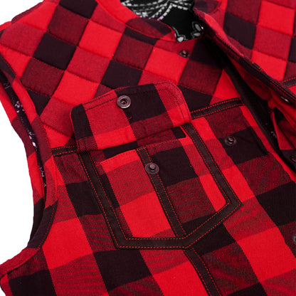 Scarlet Fury Black and Red Flannel Textile Vest