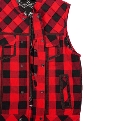 Scarlet Fury Black and Red Flannel Textile Vest