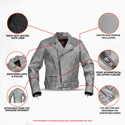 Iron Phantom Men’s Faux Leather Motorcycle Jacket