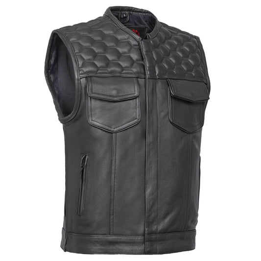 Black Horse Men's Leather Motorcycle Vest