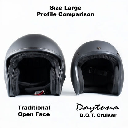 DOT Approved Daytona Cruiser Open Face Motorcycle Helmet - Men, Women & Youth - With Visor & Graphics - W/ Daytona 3th