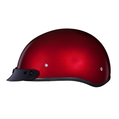 DOT Approved Daytona Skull Cap Half Shell Motorcycle Helmet - Beanie Style for Motorcycles, Cruisers, Scooters, and Mopeds - Black Cherry