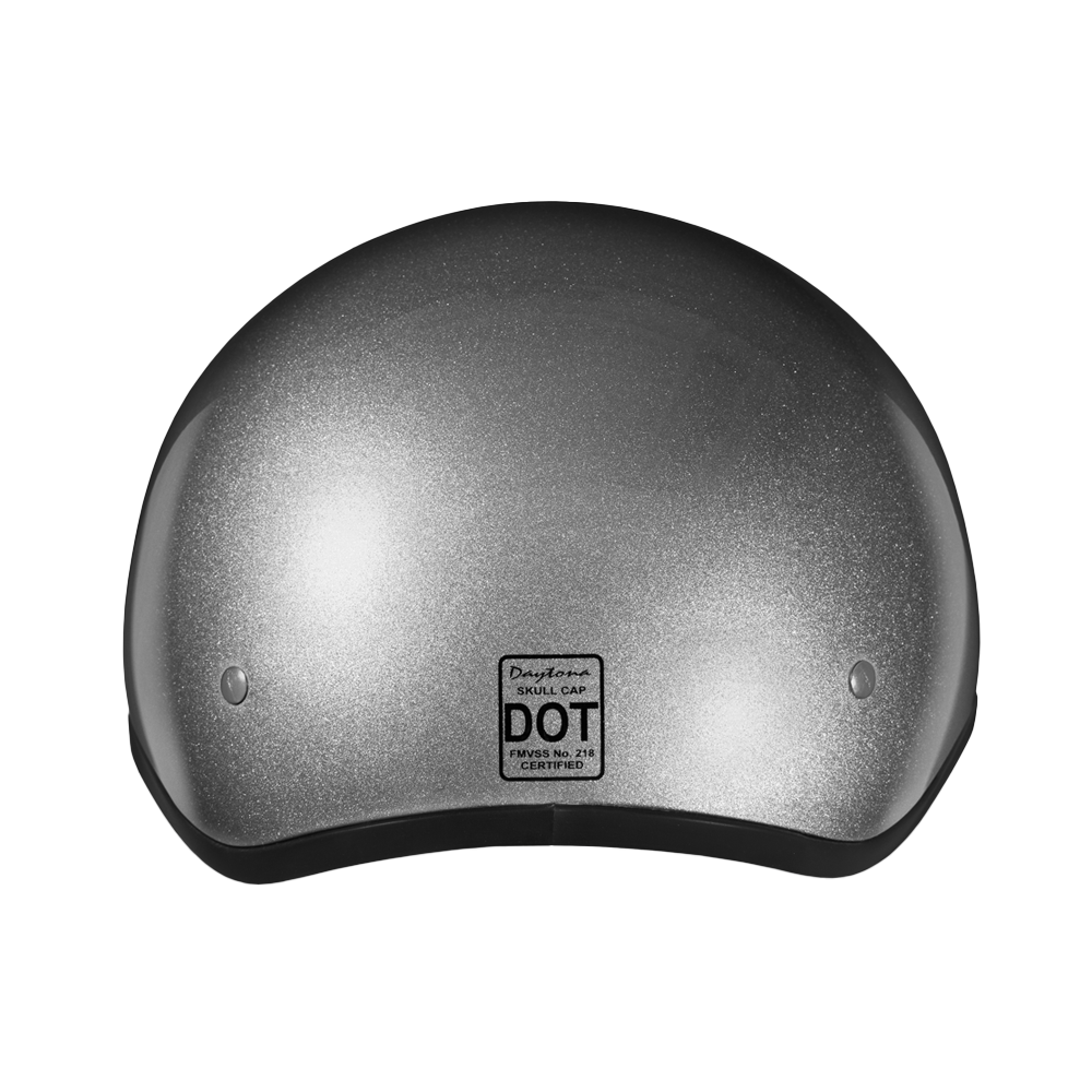 DOT Approved Daytona Skull Cap Half Shell Motorcycle Helmet - Beanie Style for Motorcycles, Cruisers, Scooters, and Mopeds - Silver Metallic