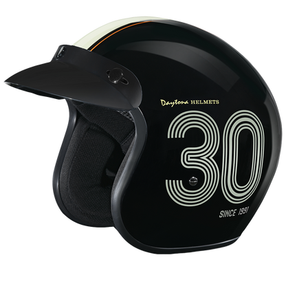 DOT Approved Daytona Cruiser Open Face Motorcycle Helmet - Men, Women & Youth - With Visor & Graphics - W/ Daytona 3th