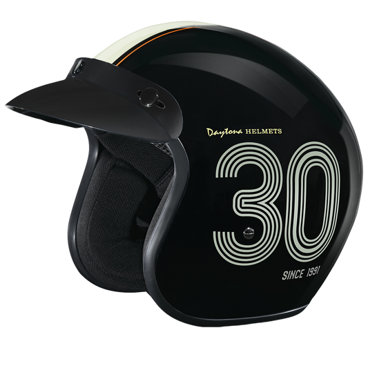 DOT Approved Daytona Cruiser Open Face Motorcycle Helmet - Men, Women & Youth - With Visor & Graphics - W/ Daytona 3th
