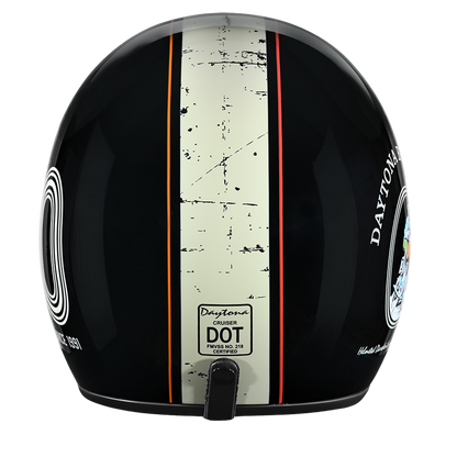 DOT Approved Daytona Cruiser Open Face Motorcycle Helmet - Men, Women & Youth - With Visor & Graphics - W/ Daytona 3th