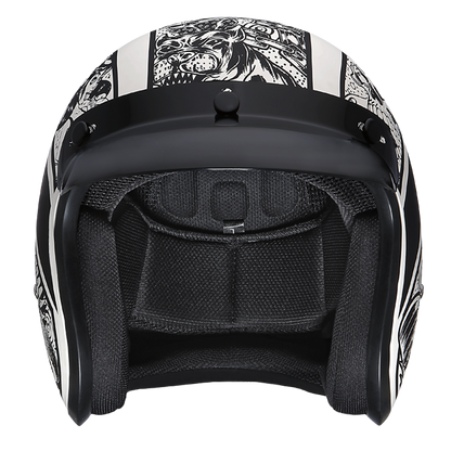 DOT Approved Daytona Cruiser Open Face Motorcycle Helmet - Men, Women & Youth - With Visor & Graphics - W/ Graffiti