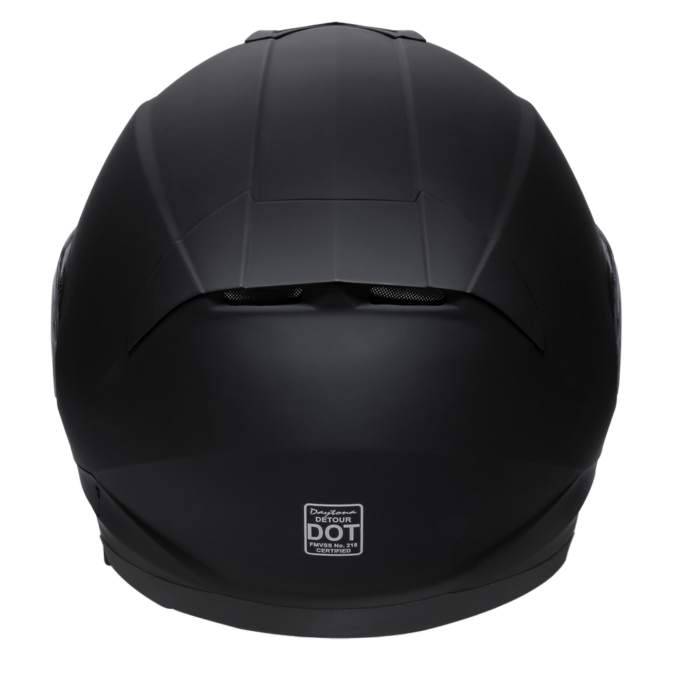 Daytona Detour Full Face Motorcycle Helmet - DOT Certified, Dual Visor, Street Bike Helmet, Men/Women/Youth - Dull Black