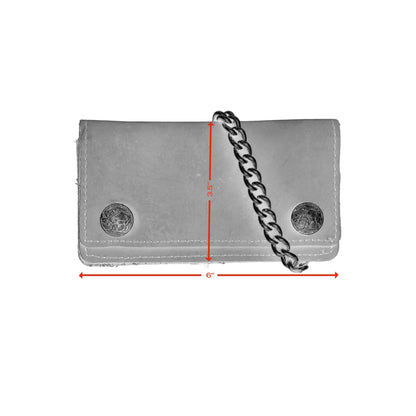BWC231 Buffalo Nickel Snap Brown Leather Long Bi-Fold Biker Wallet