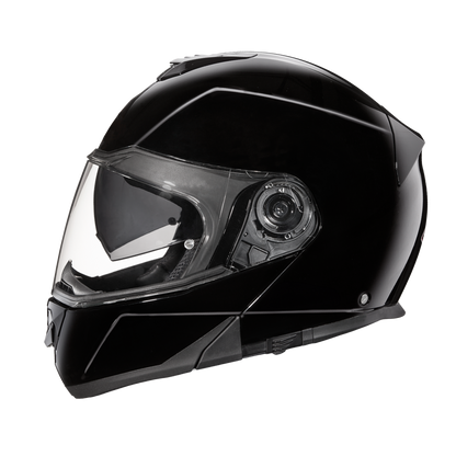 Daytona Glide Modular Motorcycle Helmet - DOT Approved, Bluetooth Ready, Dual Visor, Men/Women/Youth - Hi-Gloss Black