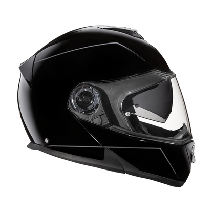 Daytona Glide Modular Motorcycle Helmet - DOT Approved, Bluetooth Ready, Dual Visor, Men/Women/Youth - Hi-Gloss Black
