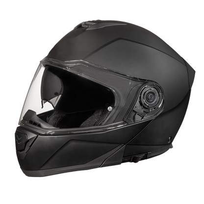 Daytona Glide Modular Motorcycle Helmet - DOT Approved, Bluetooth Ready, Dual Visor, Men/Women/Youth - Dull Black