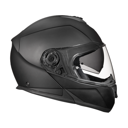 Daytona Glide Modular Motorcycle Helmet - DOT Approved, Bluetooth Ready, Dual Visor, Men/Women/Youth - Dull Black