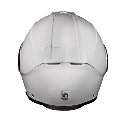 Daytona Glide Modular Motorcycle Helmet - DOT Approved, Bluetooth Ready, Dual Visor, Men/Women/Youth - Hi-Gloss White