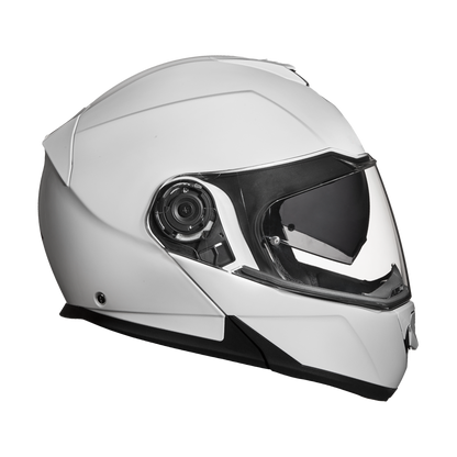 Daytona Glide Modular Motorcycle Helmet - DOT Approved, Bluetooth Ready, Dual Visor, Men/Women/Youth - Hi-Gloss White