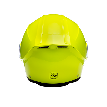 Daytona Glide Modular Motorcycle Helmet - DOT Approved, Bluetooth Ready, Dual Visor, Men/Women/Youth - Fluorescent Yellow
