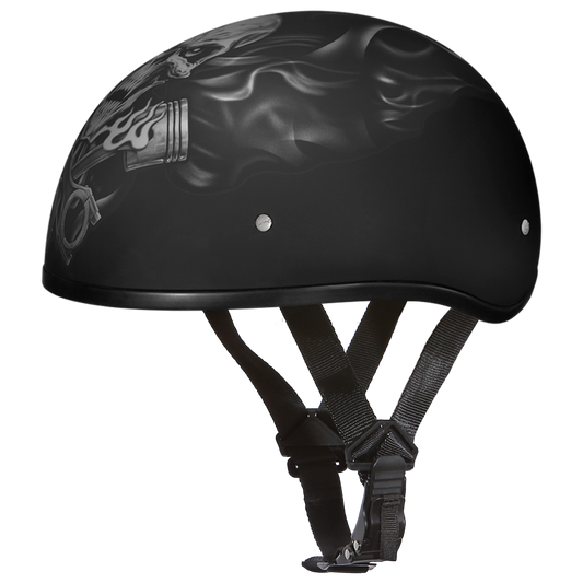 D6-PS D.O.T. DAYTONA SKULL CAP - W/ PISTONS SKULL Helmets Daytona Helmets
