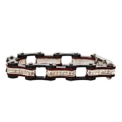 VJ116 Two Tone Black/Candy Red W/White Crystal Centers