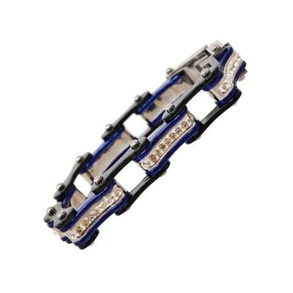 VJ117 Two Tone Black/Candy Blue W/White Crystal Centers