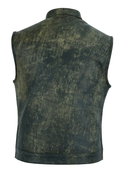 Men's Antique Brown Leather Motorcycle Vest