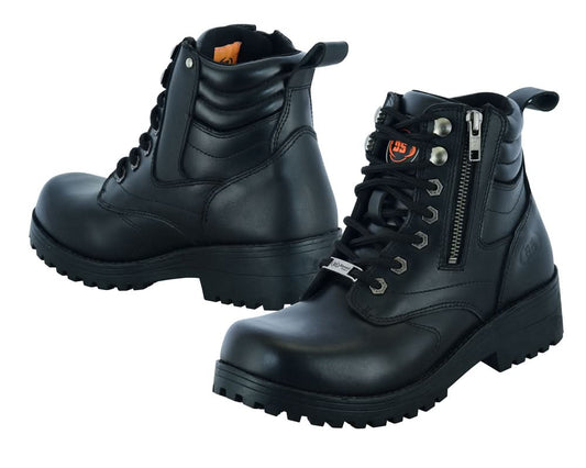 Women's Side Zipper Plain Toe Boots