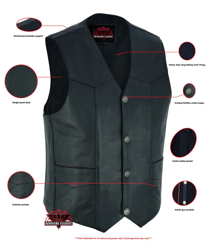 Advance Men's Buffalo Nickel Head Snap Vest