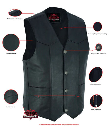 Advance Men's Buffalo Nickel Head Snap Vest