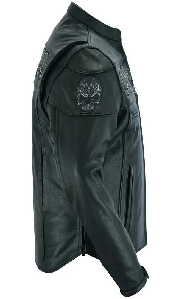 Men's Black Reflective Skulls Scooter Jacket