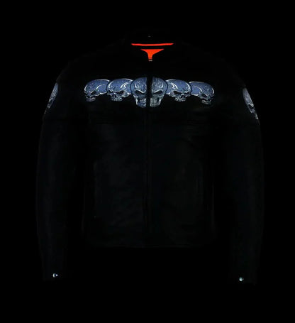 Men's Black Reflective Skulls Scooter Jacket