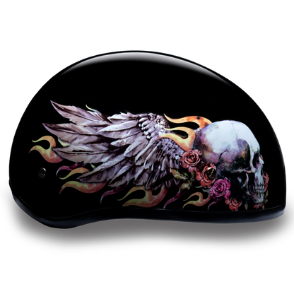 D6-SKW D.O.T. DAYTONA SKULL CAP - W/ SKULL WINGS Helmets Daytona Helmets