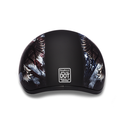D6-USA ‘DAYTONA SKULL CAP’ with USA Flag and Eagle Half Face Helmet Helmets Daytona Helmets