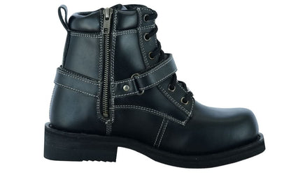 Women's Boots with Side Zipper and Single Strap