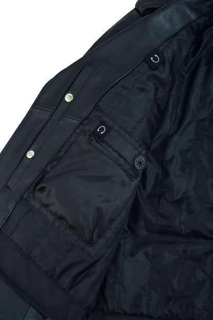 Super Arnold Men's Black Leather Jacket – Retro Design