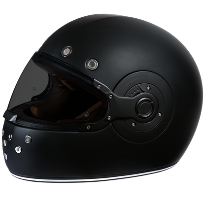 DOT Daytona Retro Full Face Motorcycle Helmet: Vintage Style for Men, Women, & Youth - Dull Black W/ Dull Black Accents