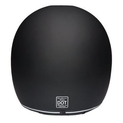 DOT Daytona Retro Full Face Motorcycle Helmet: Vintage Style for Men, Women, & Youth - Dull Black W/ Orange Accents