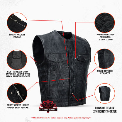 Leather Fang Lowcut Men's Leather Vest