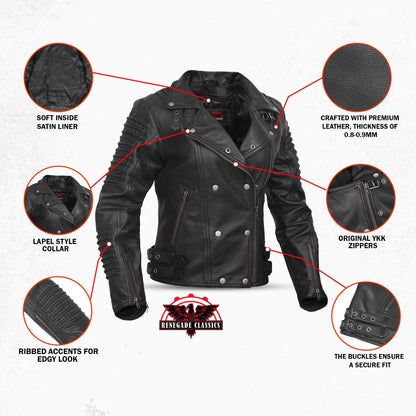 Shadow Queen Women's Black Fashion Leather Jacket